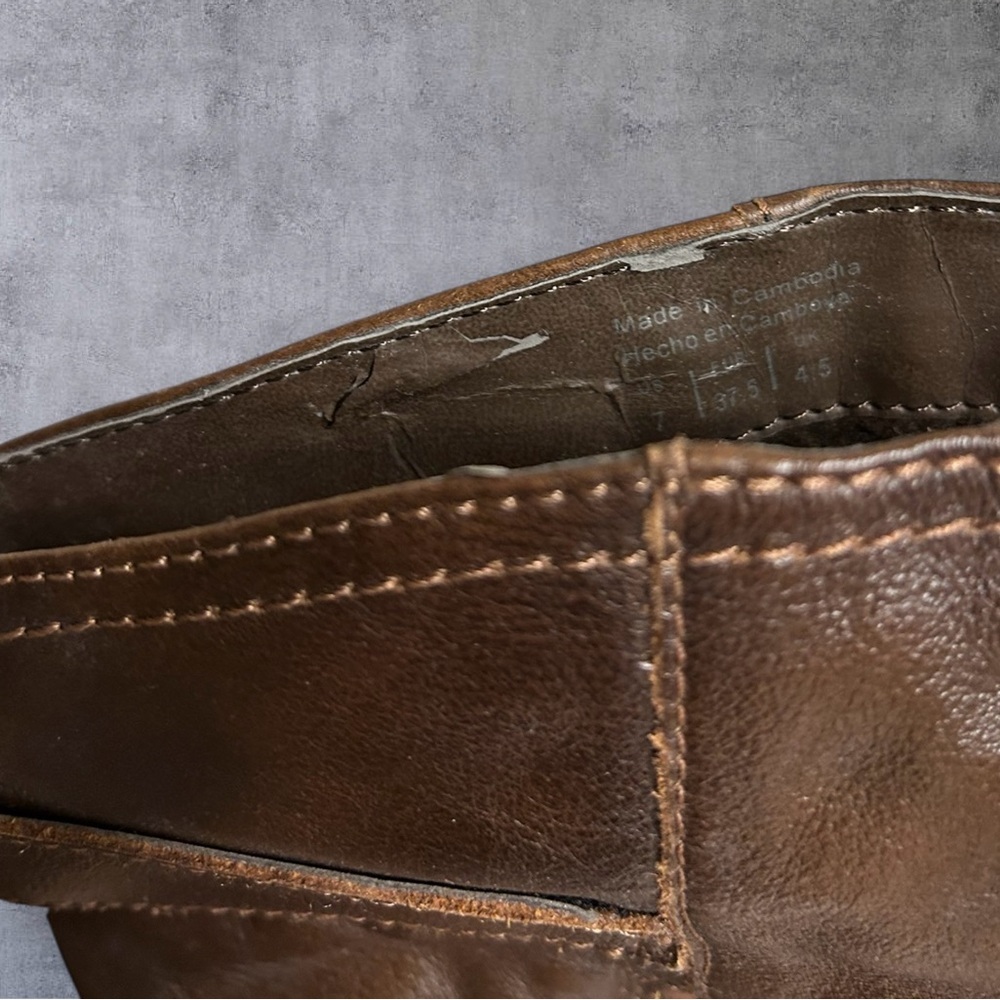 ALDO VINTAGE Brown Leather Riding Boots Dark Academia Equestrian Size 7 - Picture 7 of 11